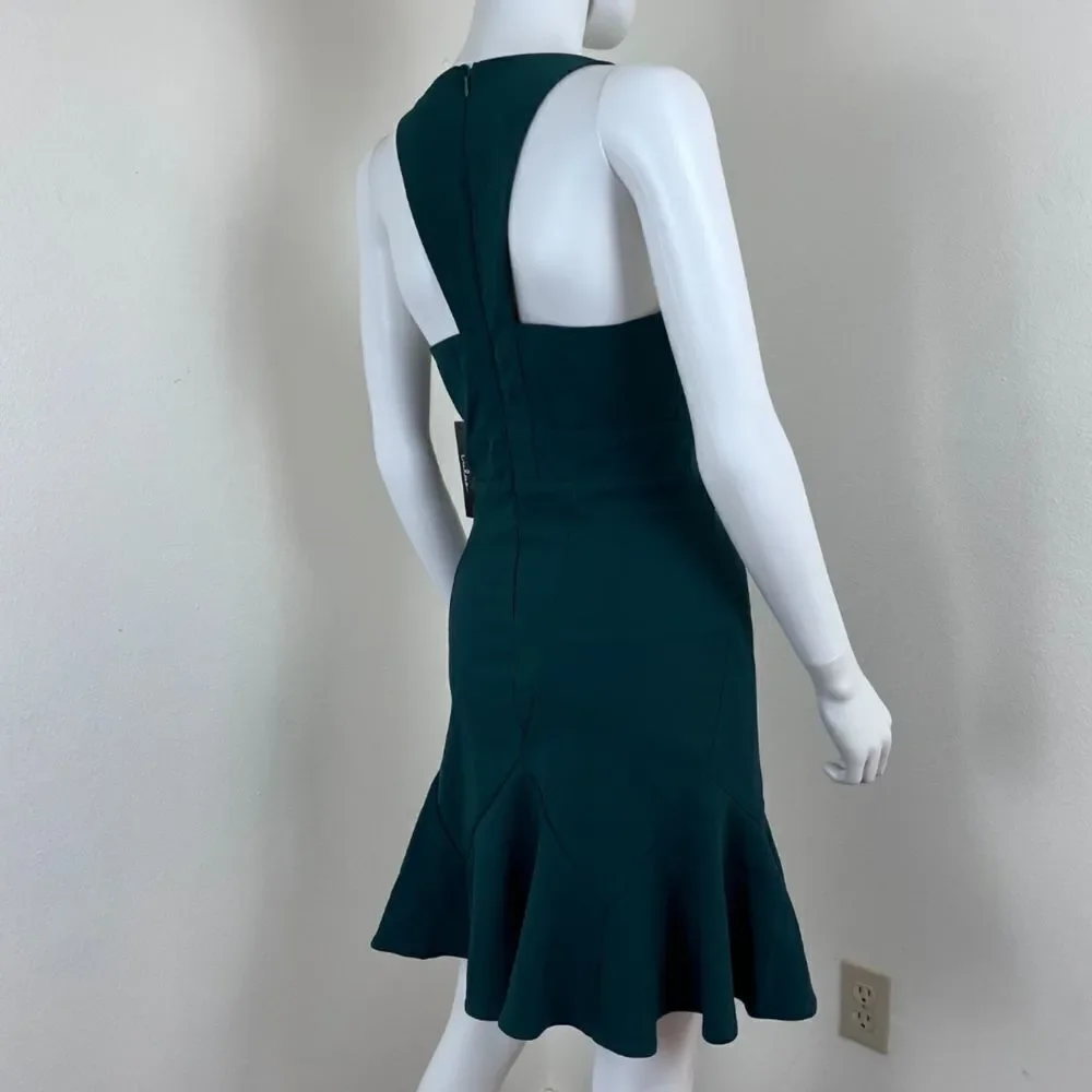 Lulus Sweet Expectation Women Size S Green Ruffle Peplum Bodycon Mini NEW Dress - Picture 9 of 17